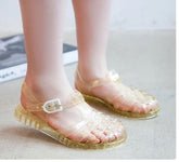 Kids Jelly Sandals - Glitter Lemon Gold.